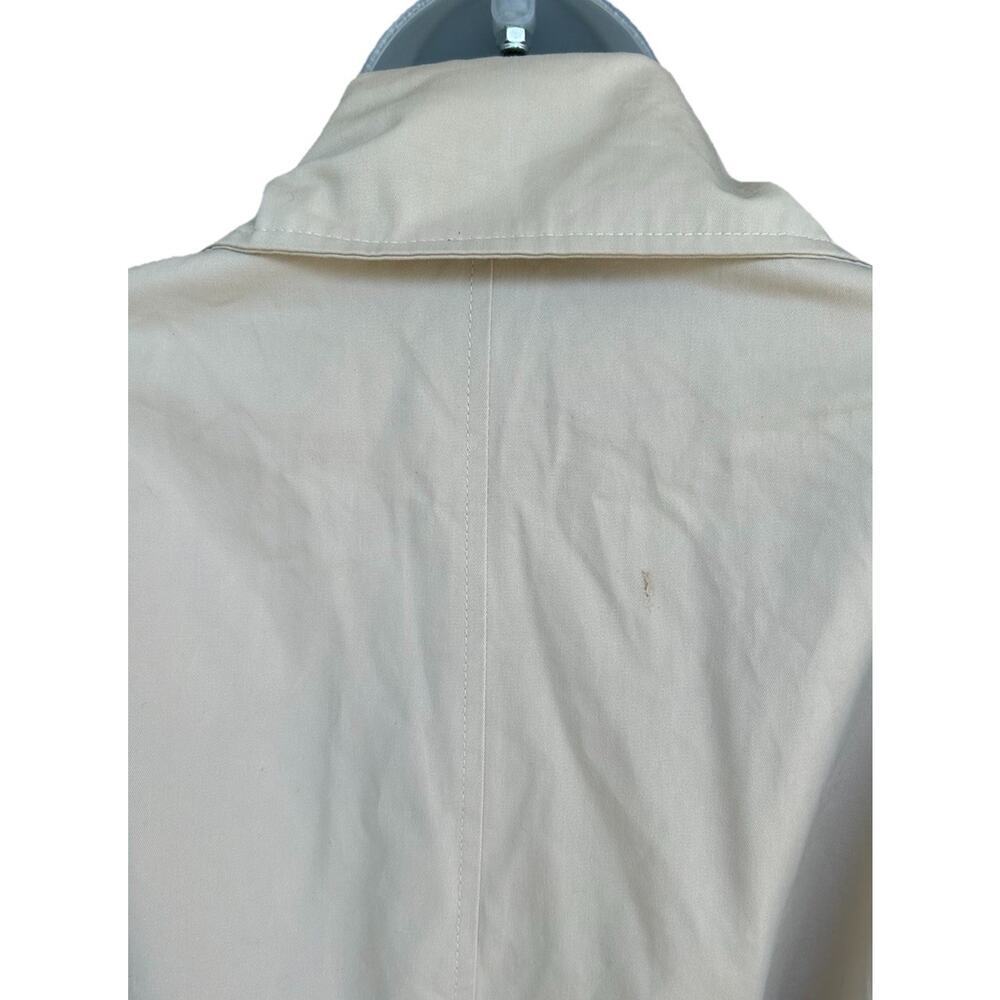 Trench Coat Women's Size Med Belted Jacket 100% Cotton Double Breasted Khaki - Picture 9 of 13